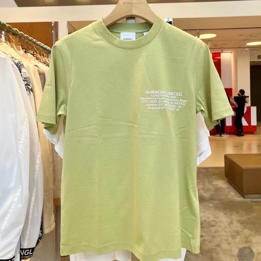 New Burberry Mist Green coordinates print logo tee